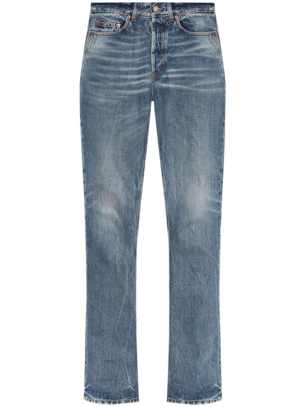 Logo-patch Straight Jeans In Blue Product Image