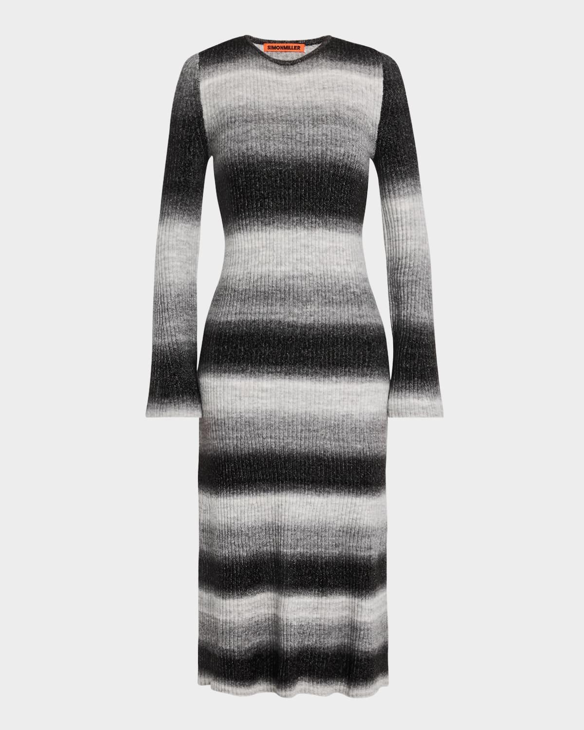 Axon Stripe Long-Sleeve Midi Sweater Dress Product Image