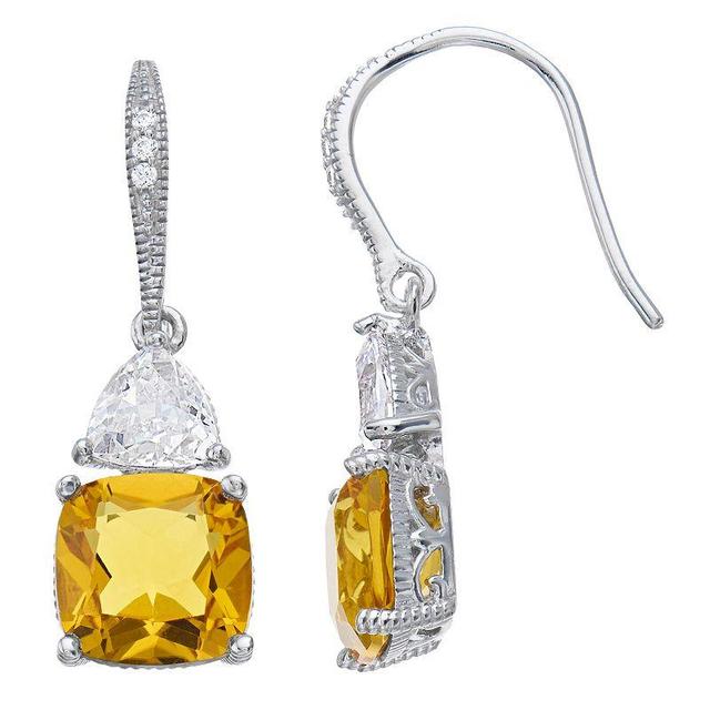 SIRI USA by TJM Sterling Silver Cubic Zirconia & Lab-Grown Citrine Drop Earrings, Womens, Yellow Product Image