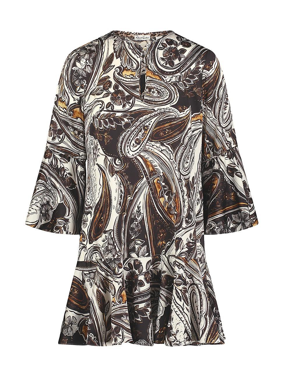 Womens Margot Paisley Bell-Sleeve Minidress Product Image