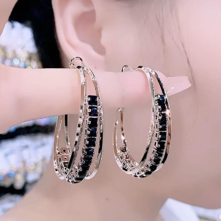 Rhinestone Alloy Hoop Earring Product Image