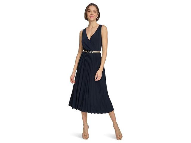 Women's Pleated Belted Midi Dress Product Image