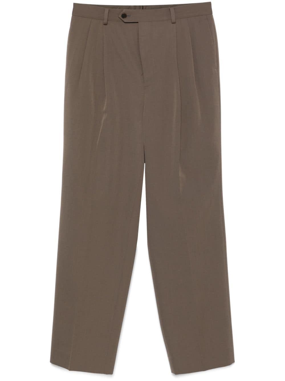 AURALEE Pleated Wool Trousers In Brown Product Image