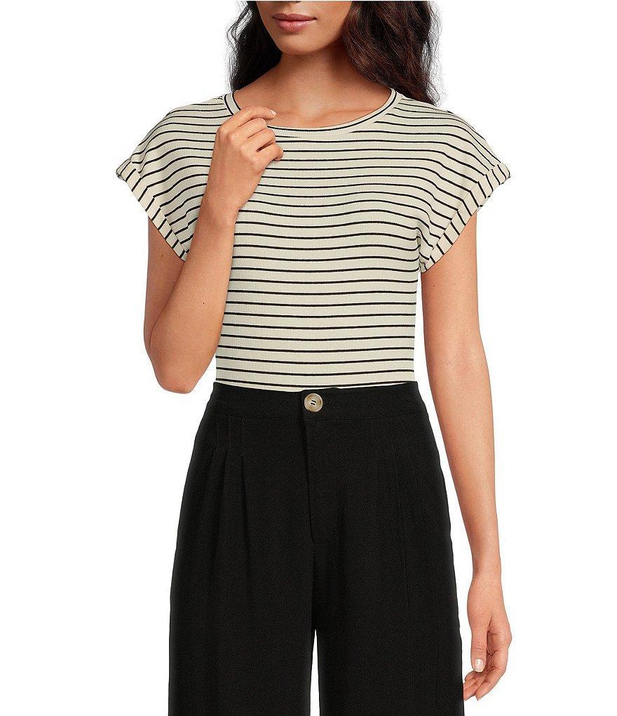 Every Short Sleeve Knit Striped Bodysuit Product Image