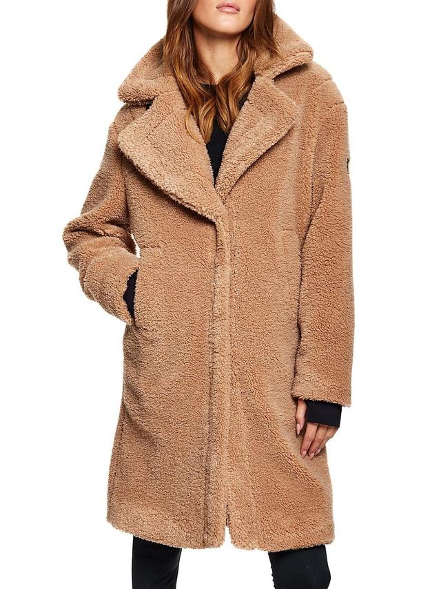 Womens Sherpa Leather-Trimmed Coat Product Image