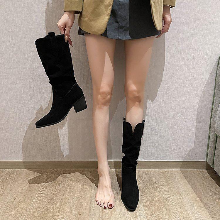 Block Heel Mid Calf Boots product image