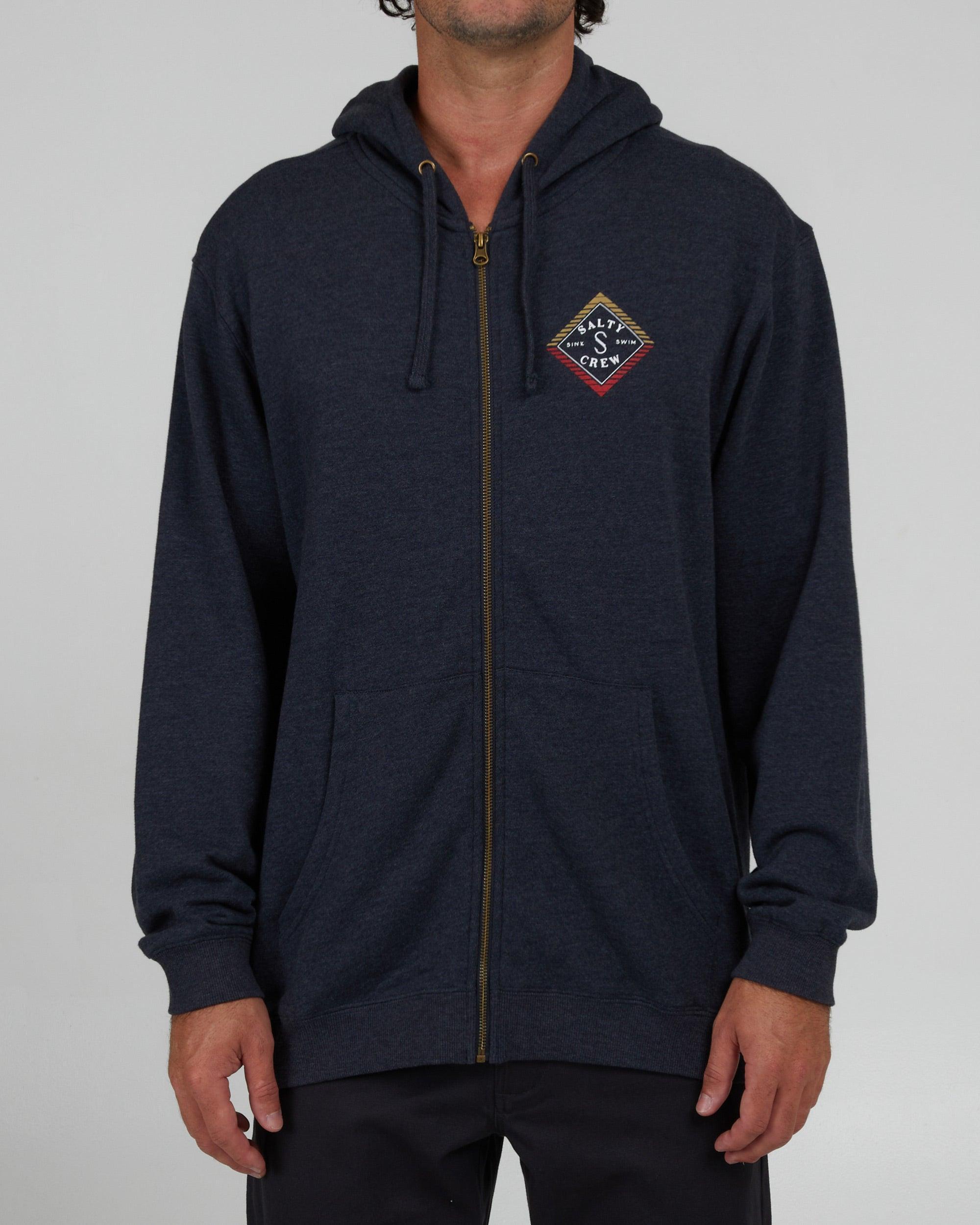 Faded Zip Fleece Hoodie - Navy Heather Male Product Image