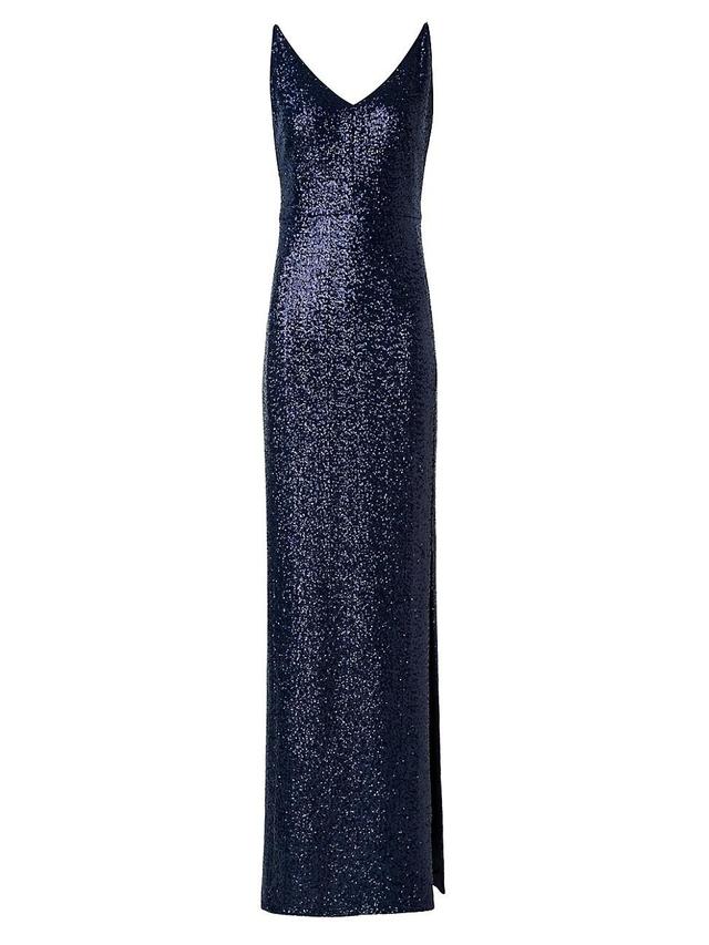 Womens Sequinned V-Neck Gown Product Image