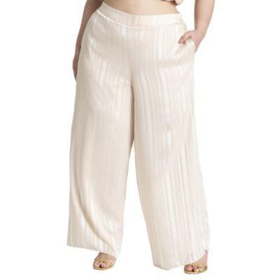 Plus Size Metallic Stripe Wide Leg Pant Product Image