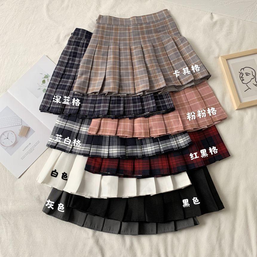 Pleated A-Line Mini Skirt Product Image