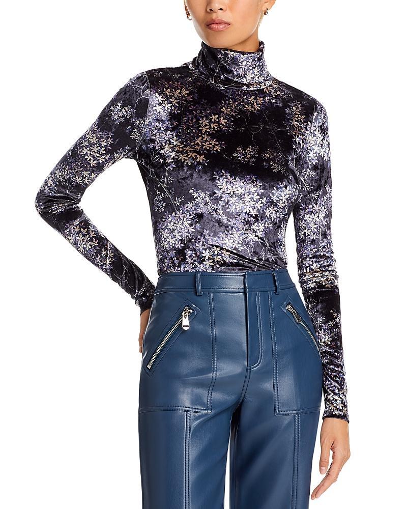 Cinq  Sept Lilac Floral Velvet Turtleneck Top Product Image