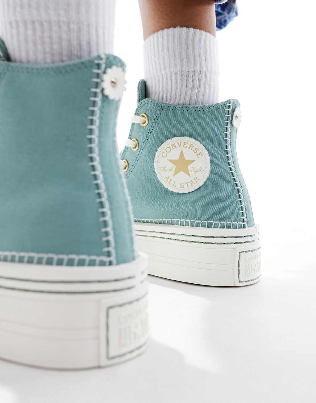 Converse Chuck Taylor All Star Modern Lift sneakers with crafted stitching in sage green Product Image