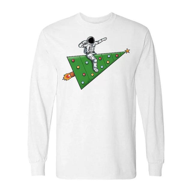 Mens Space Rocket Christmas Long Sleeve Graphic Tee Product Image