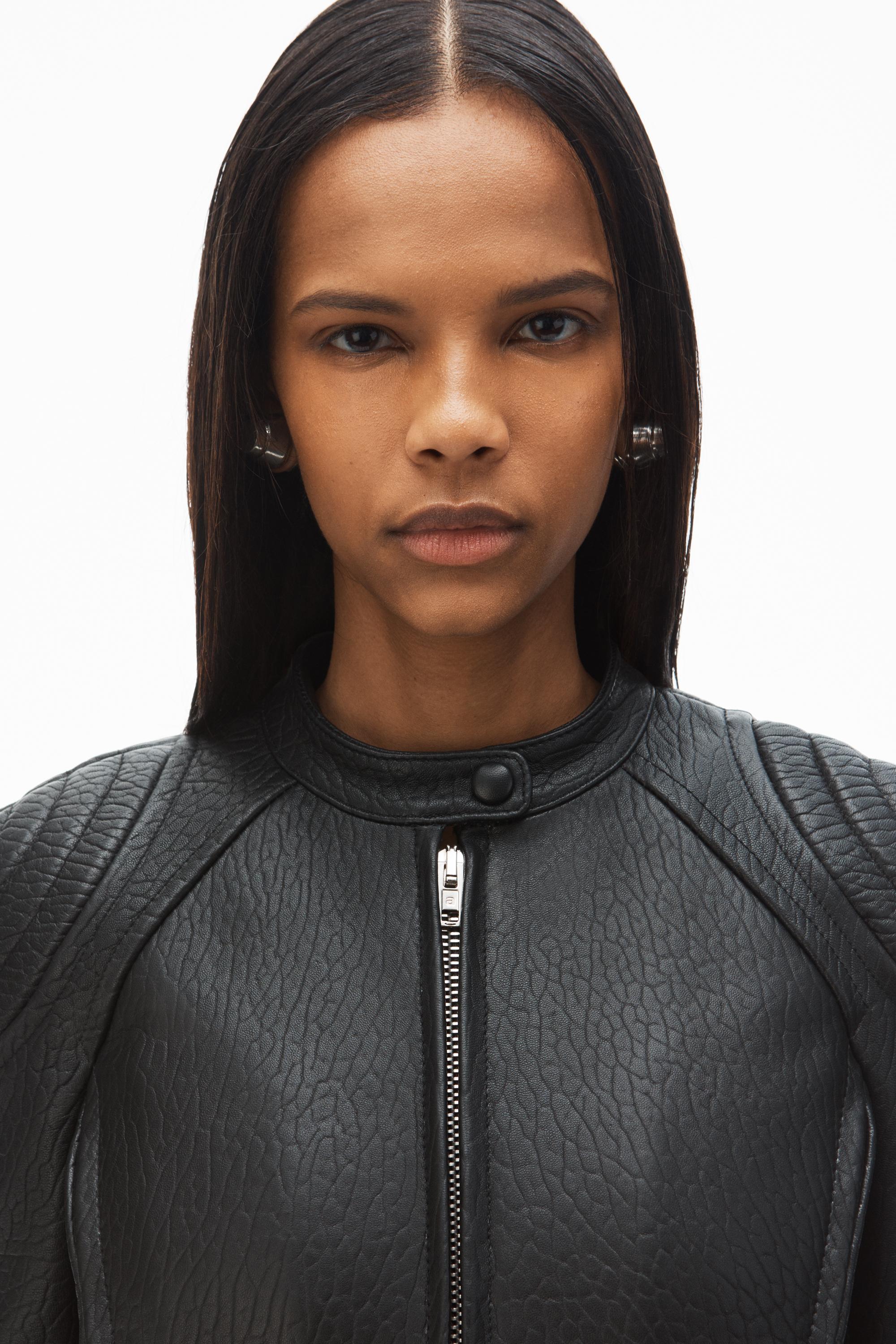 Cropped Moto Jacket In Lambskin Leather Product Image