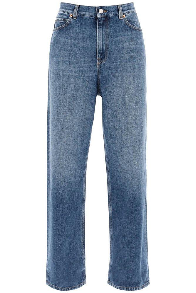 Logo Patch Straight Leg Jeans In Blue Product Image