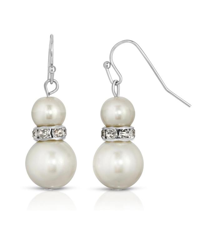 1928 Graduated Simulated Pearl Drop Earrings, Womens, White Product Image