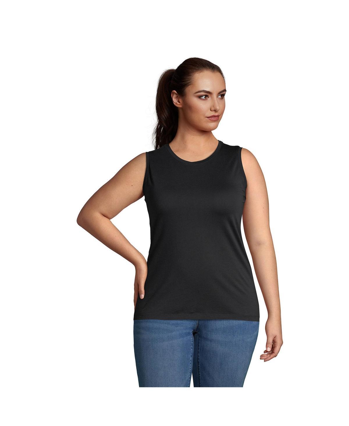 Lands End Plus Size Supima Cotton Crew Neck Tank Top Product Image