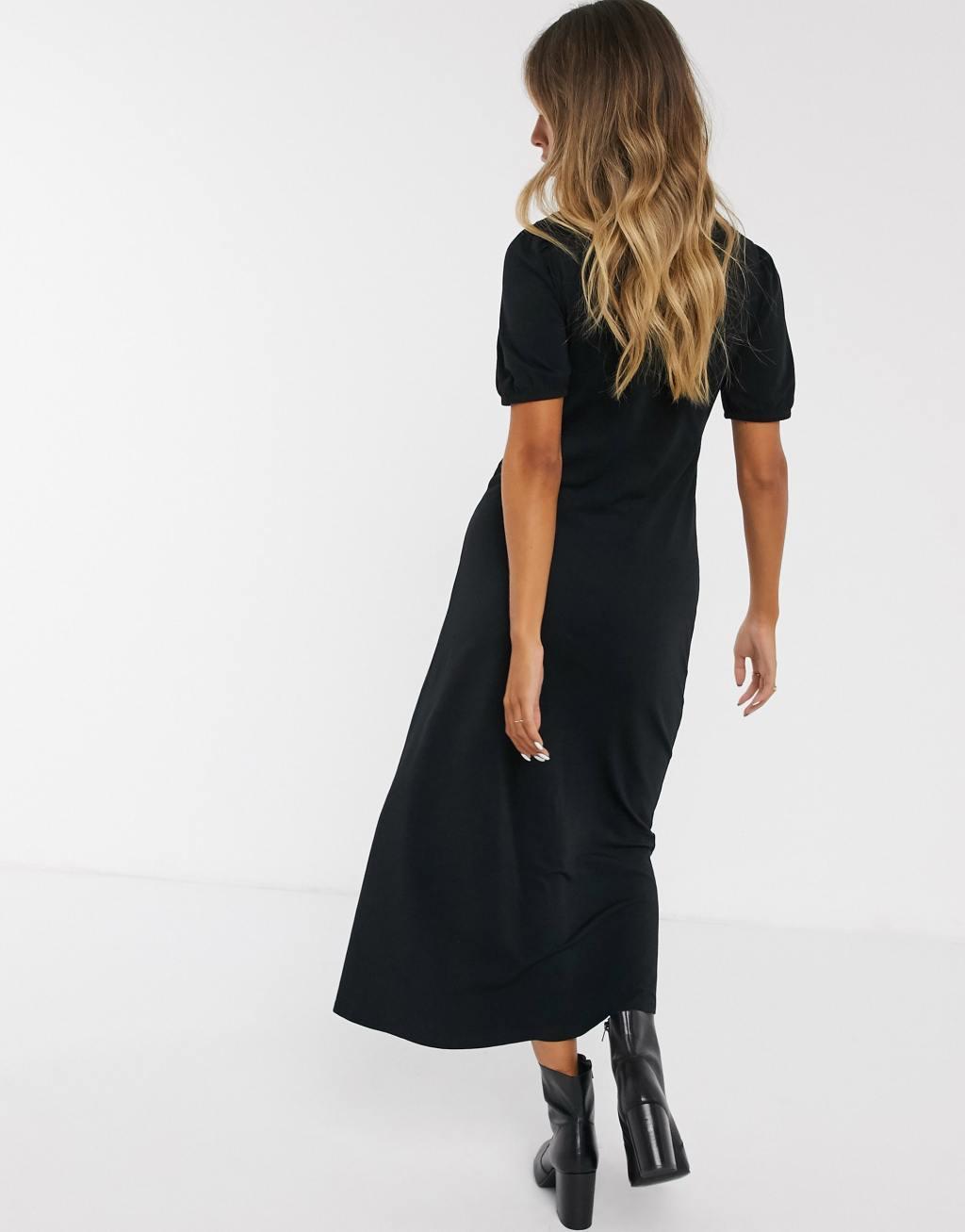 ASOS DESIGN ultimate midi tea dress with collar in black Product Image