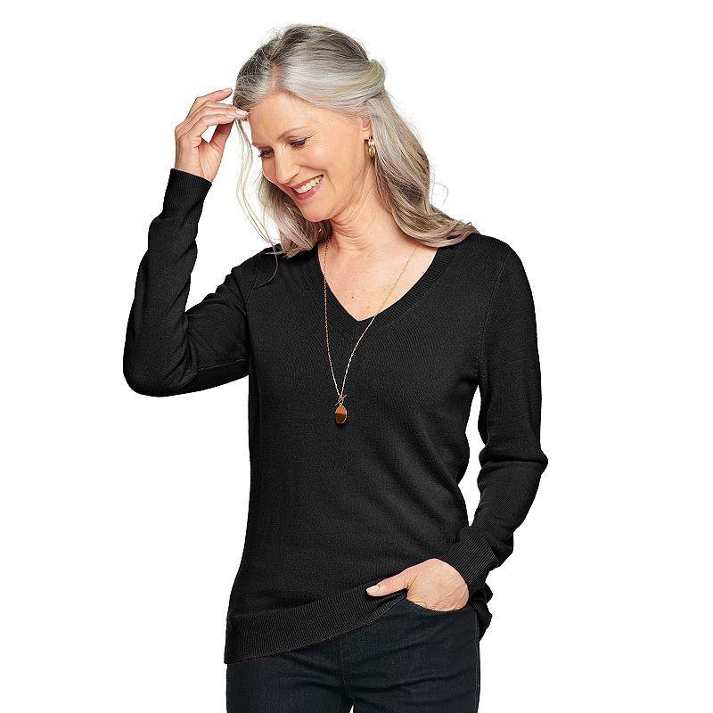 Womens Croft & Barrow The Extra Soft V-Neck Sweater Product Image