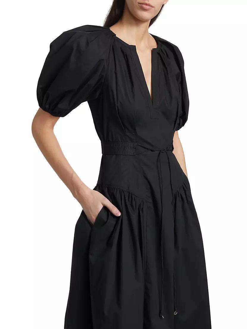 Carina Cotton Puff-Sleeve Midi-Dress Product Image