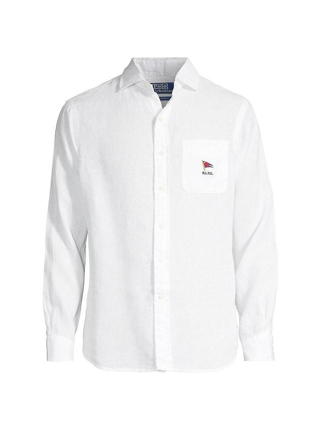 Mens Nautical Linen Long-Sleeve Sport Shirt Product Image