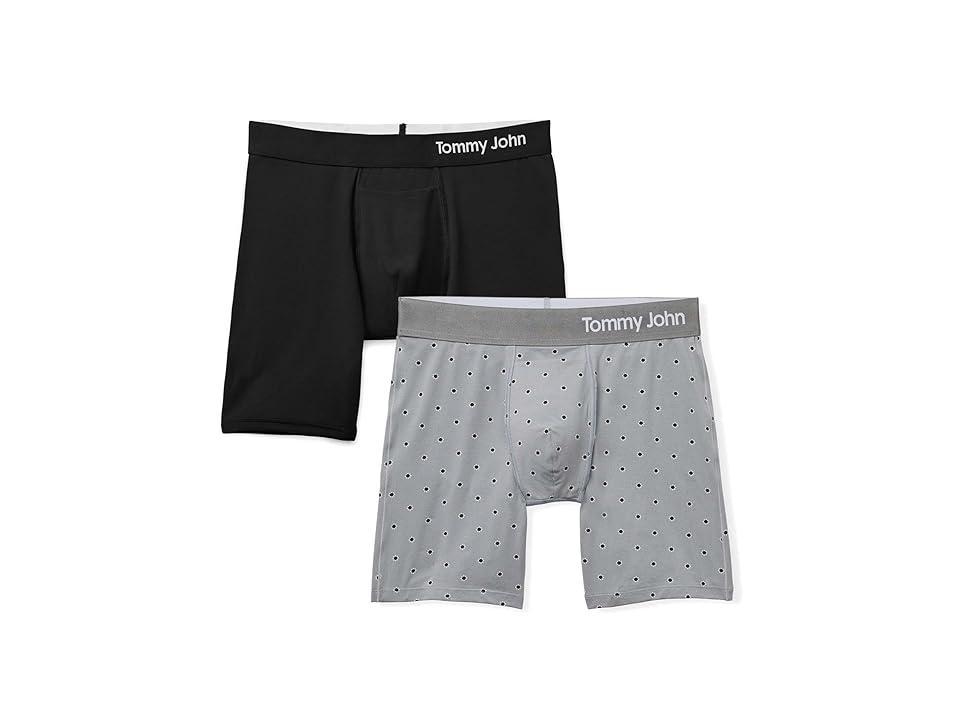 Tommy John Cool Cotton 6 Boxer Brief 2-Pack (Jumbo Sky Bud/Black) Men's Underwear Product Image