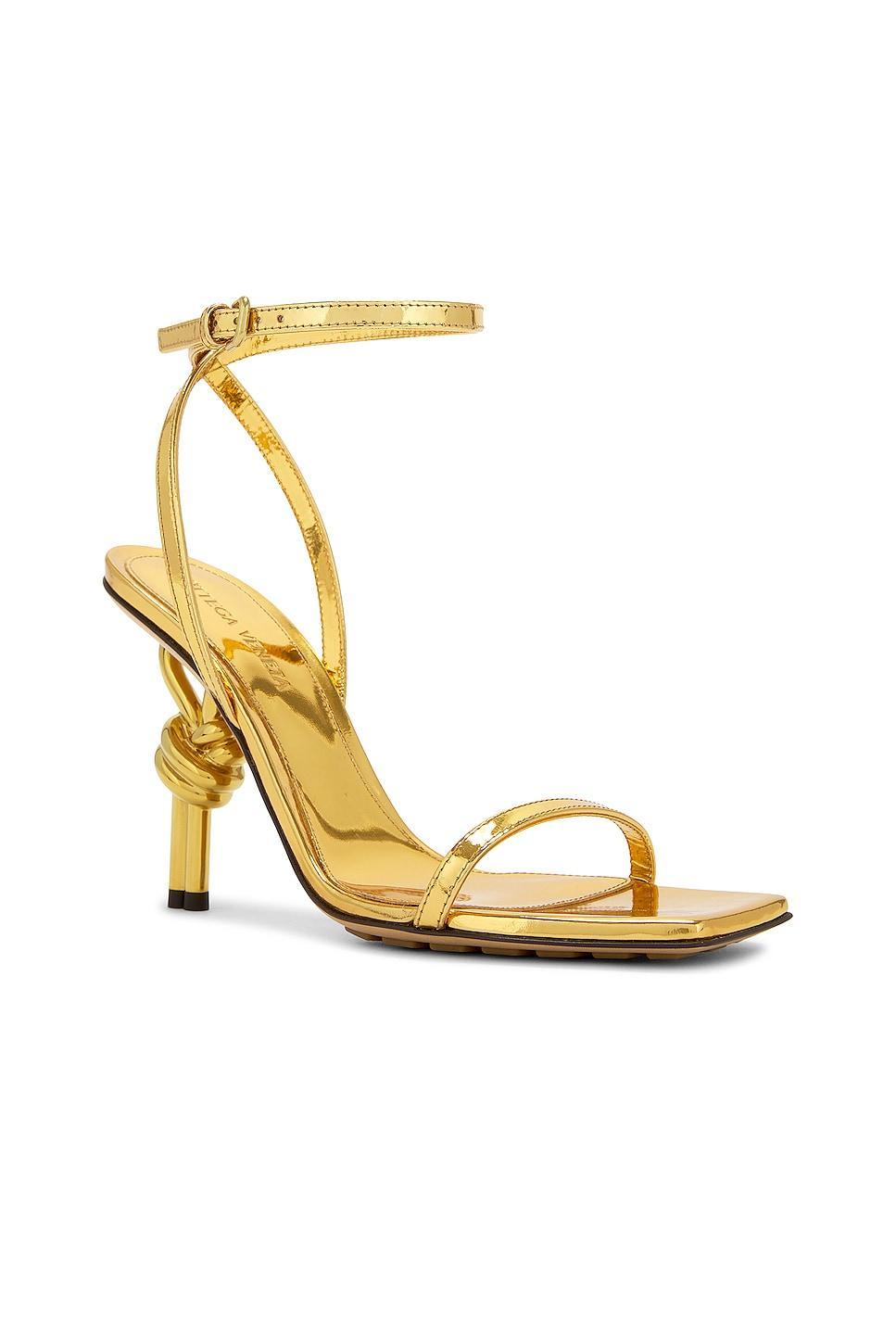 Bottega Veneta Knot Sandal in Metallic Product Image