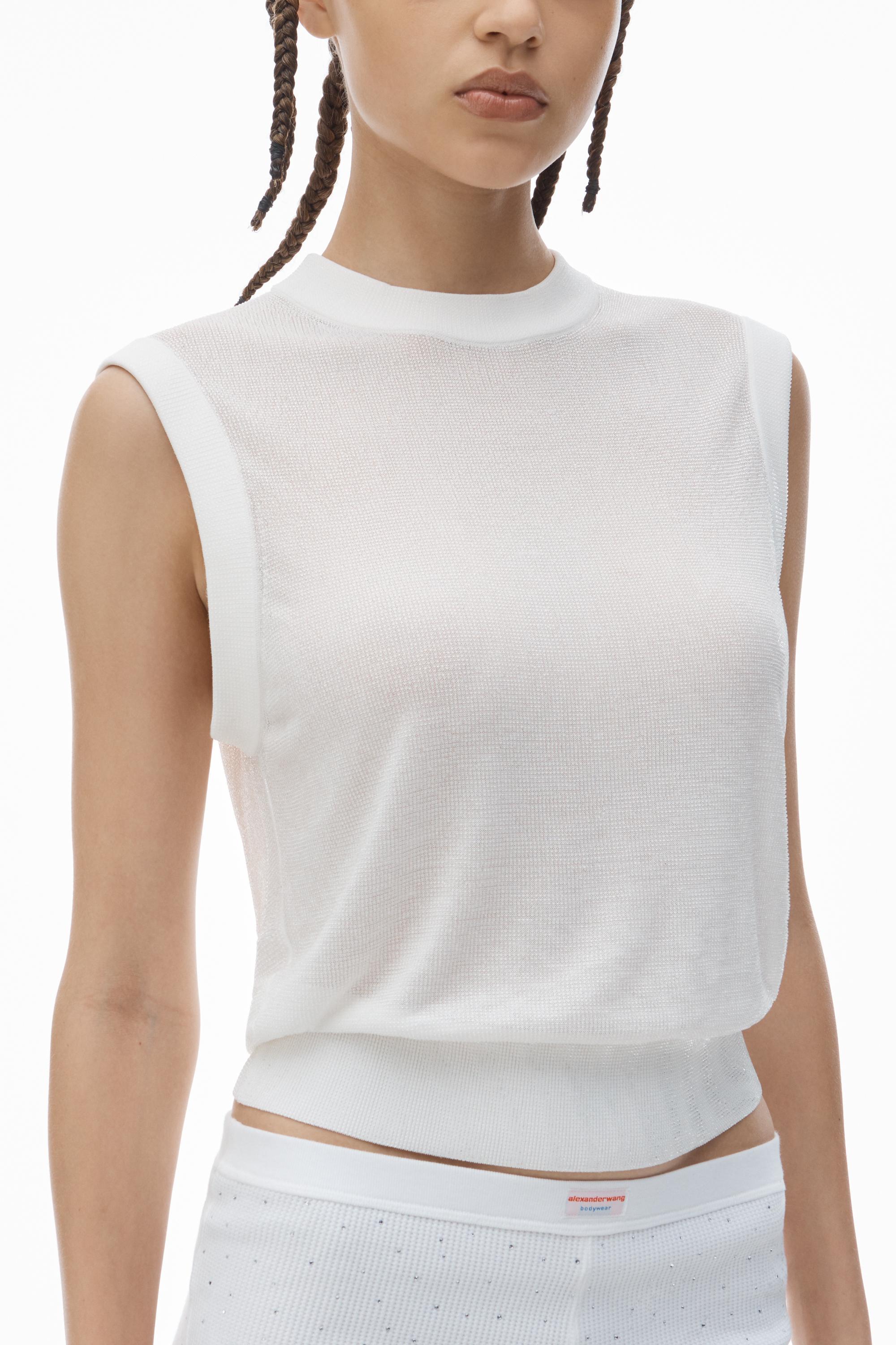 Mockneck Tank In Clear Bead Hotfix Product Image