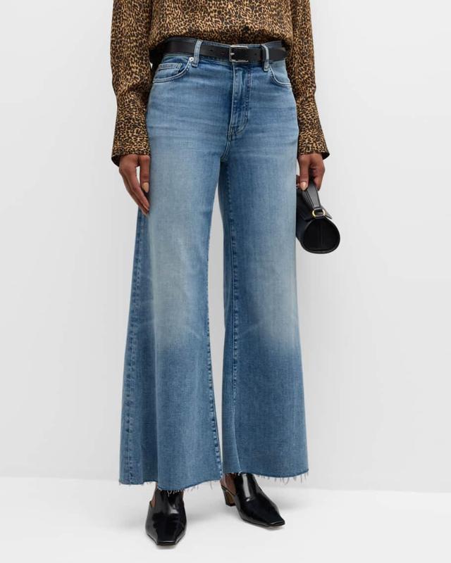 Le Palazzo Wide-Leg Raw-Hem Cropped Jeans  Product Image