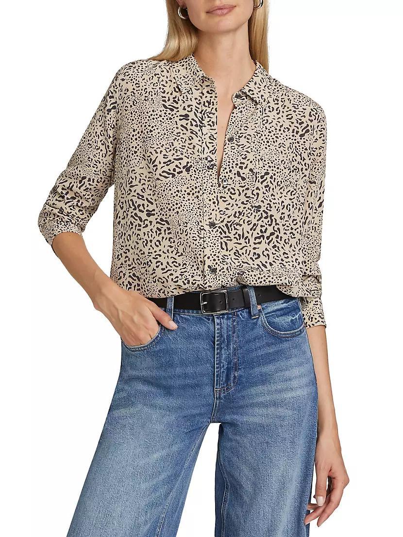 Kate Mixed Leopard Silk Shirt Product Image