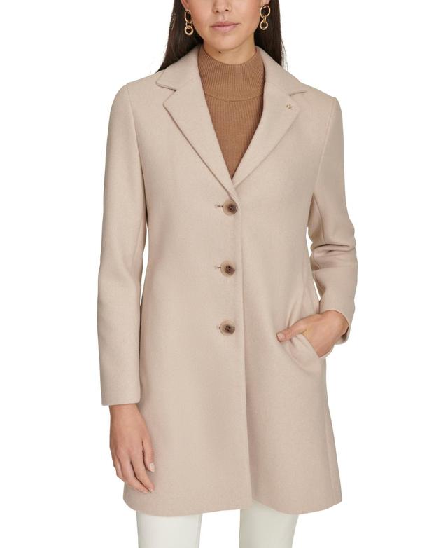 Calvin Klein Womens Single-Breasted Notched-Collar Coat Product Image