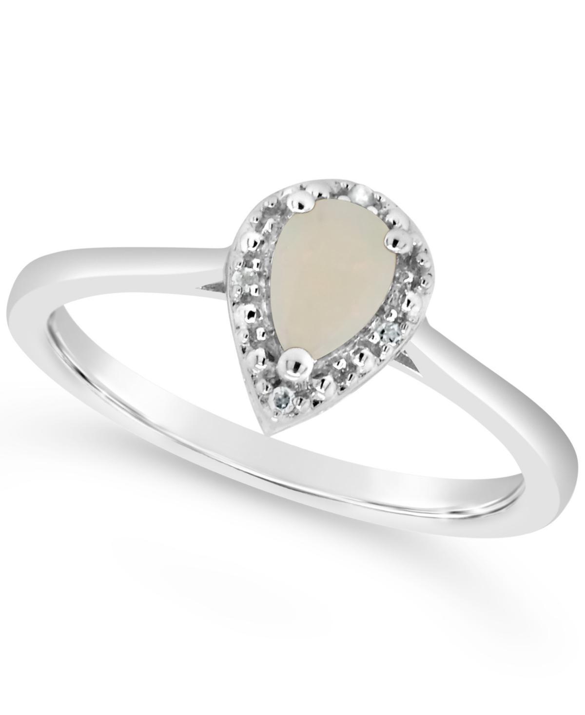 Celebration Gems Sterling Silver Pear Shaped Diamond Accent Frame Ring, Womens White Topaz Product Image