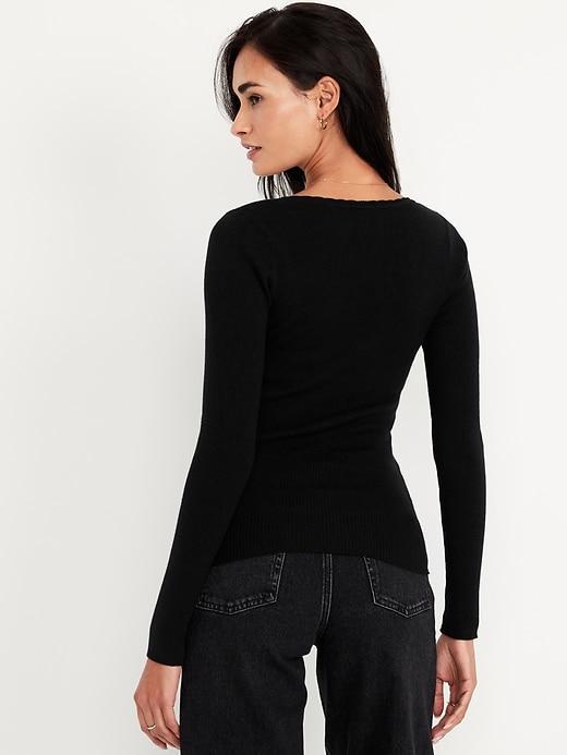 Long-Sleeve Ribbed Sweater Product Image