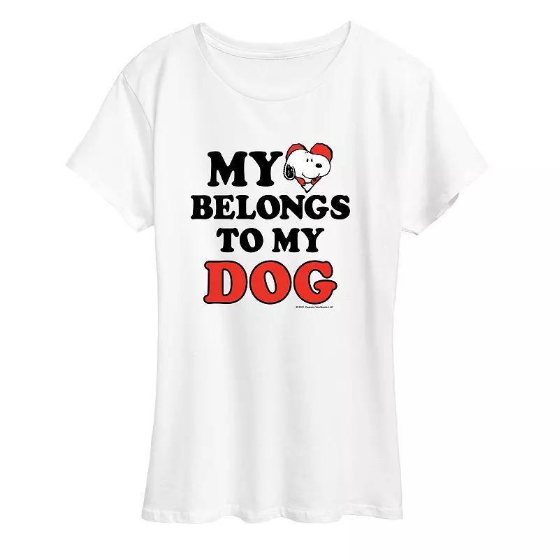 Plus Size Peanuts Heart Belongs Dog Graphic Tee, Womens Product Image