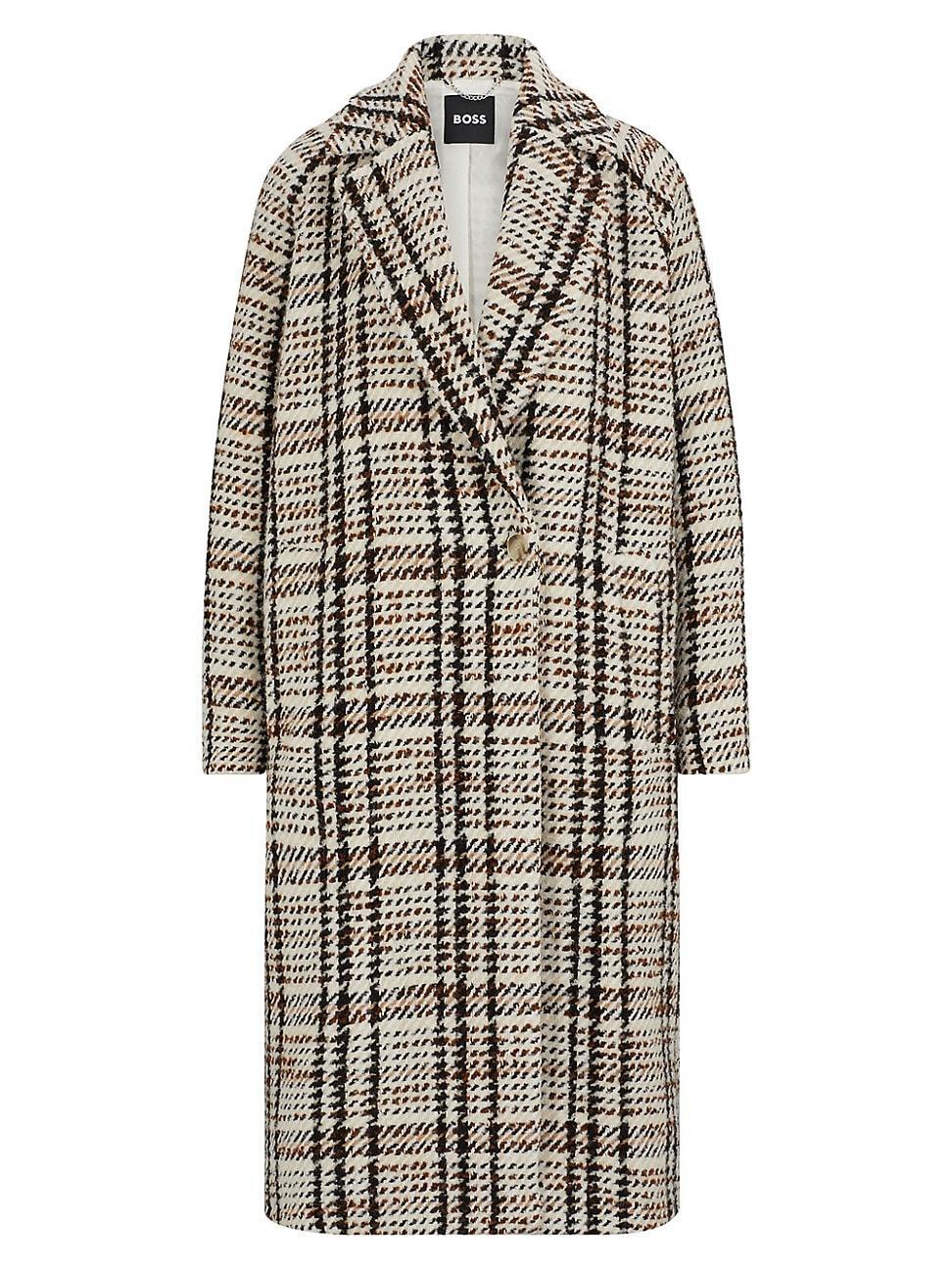 Womens Oversize-Fit Coat in Checked Fabric with Wool Product Image