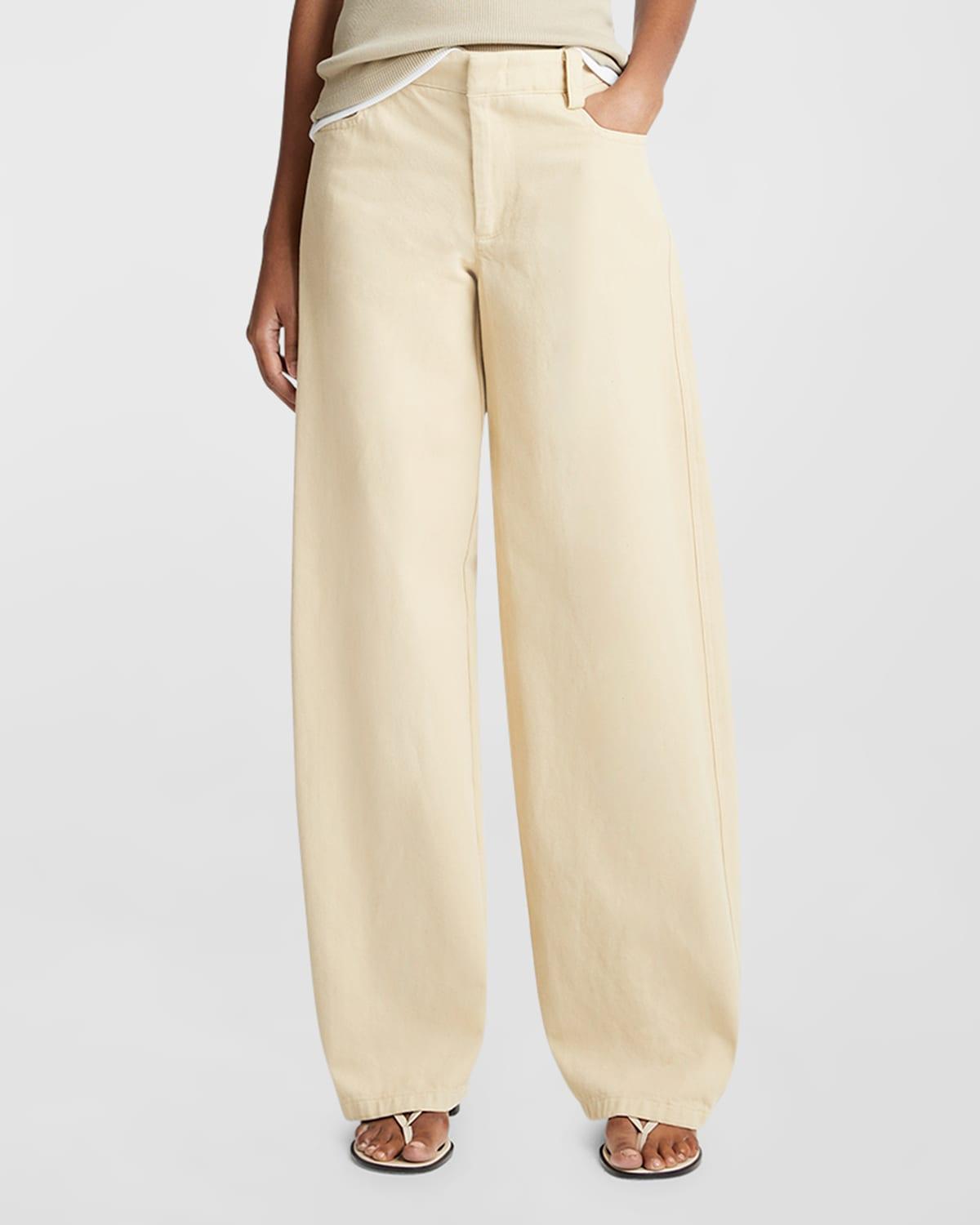 Womens Washed Twill Wide-Leg Pants Product Image