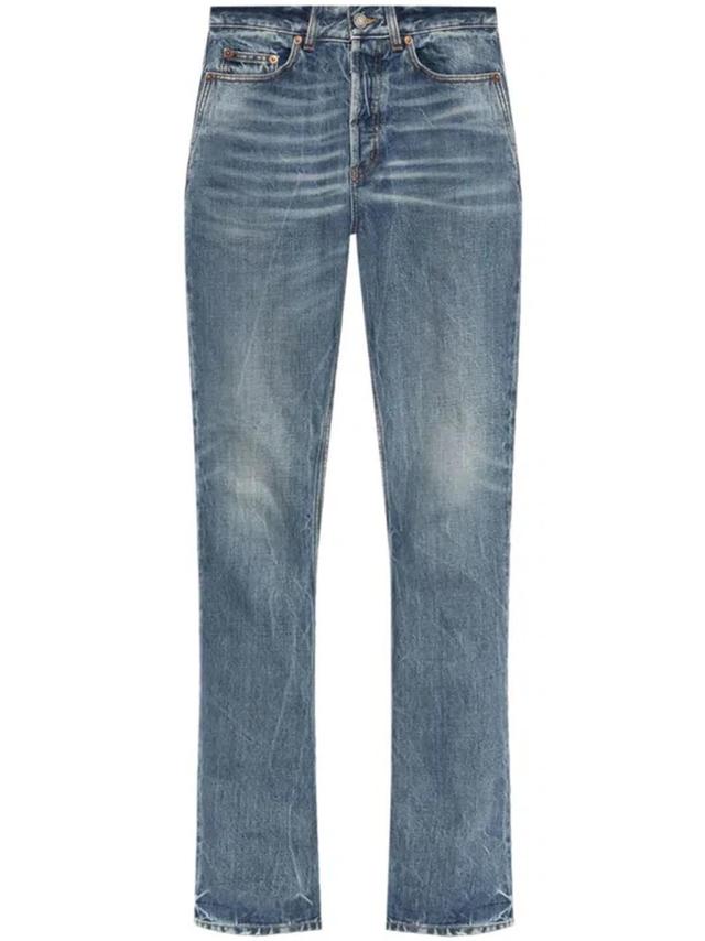 Logo-patch Straight Jeans In Blue Product Image