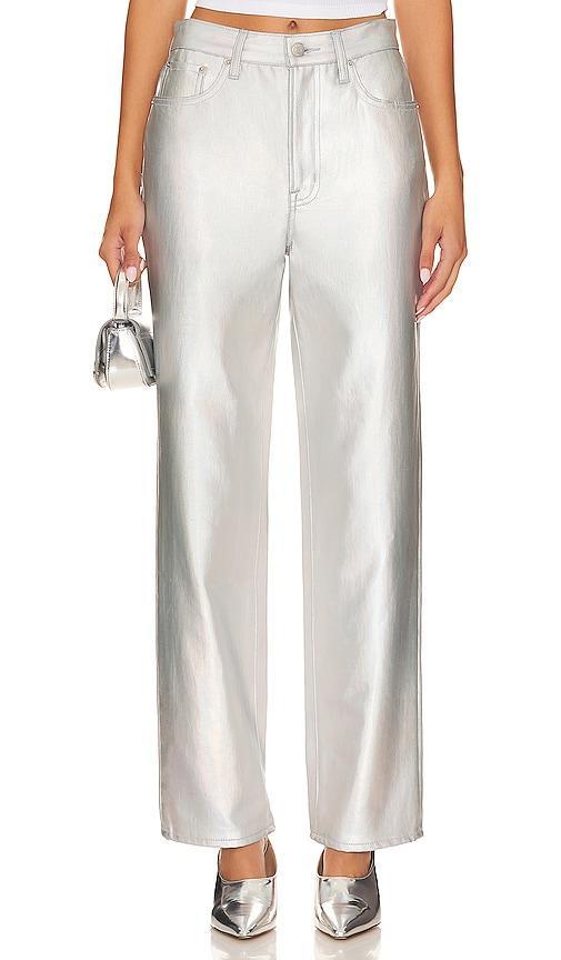 PISTOLA Cassie Super High Rise Straight in Metallic Silver. - size 26 (also in 28, 29, 33) Product Image