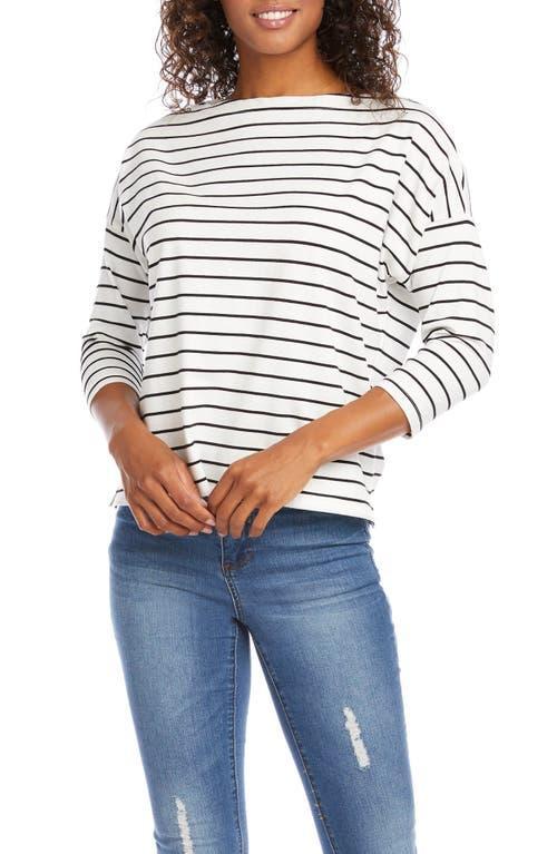 Karen Kane Stripe Boatneck Cotton Blend Top Product Image