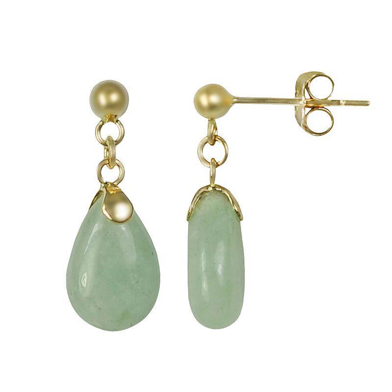 10k Gold Jade Drop Earrings, Womens, Green Product Image