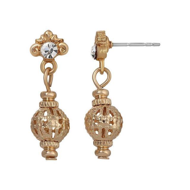 1928 Gold Tone Simulated Crystal Filigree Drop Earrings, Womens Product Image