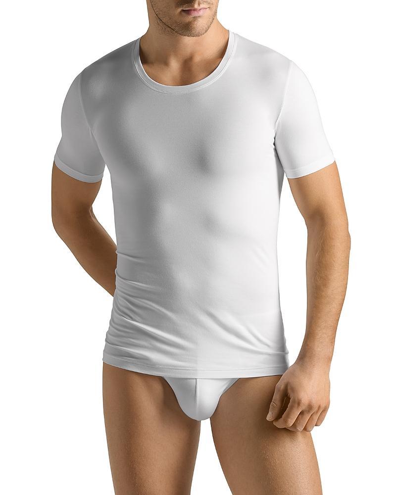 Hanro Cotton Sporty Short Sleeve Shirt (White) Men's T Shirt Product Image