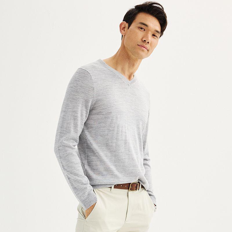 Mens Apt. 9 Merino V-Neck Sweater Med Blue Product Image