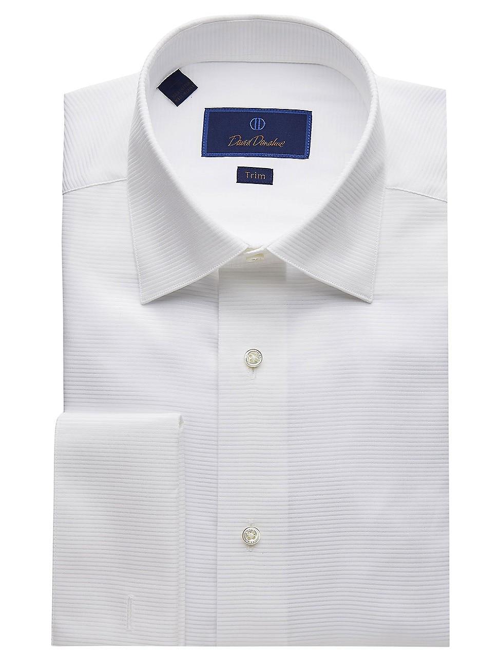 David Donahue Trim Fit Horizontal Rib French Cuff Formal Shirt Product Image