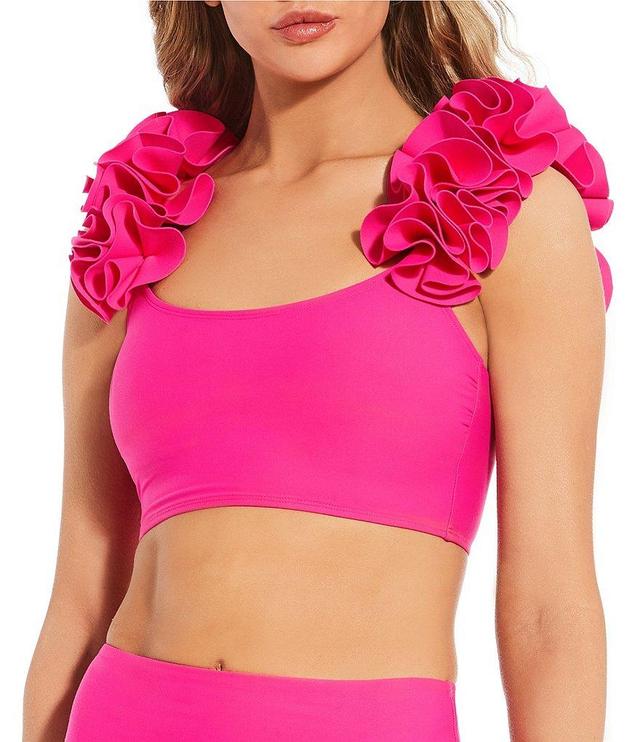 Antonio Melani Solid Rosette Strap Bralette Swim Top Product Image