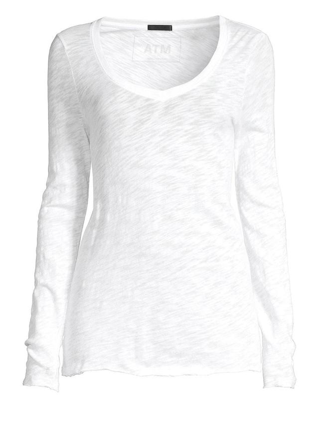 Womens Long-Sleeve V-Neck Slub Tee Product Image