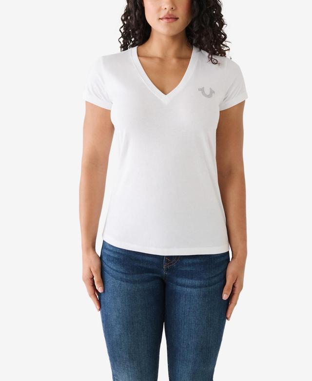 True Religion Womens Short Sleeve Studded V-neck T-shirt Product Image