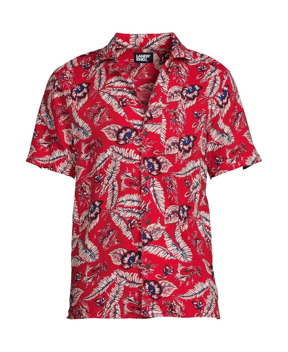 Mens Lands End Traditional-Fit Hawaiian Button-Down Shirt Product Image