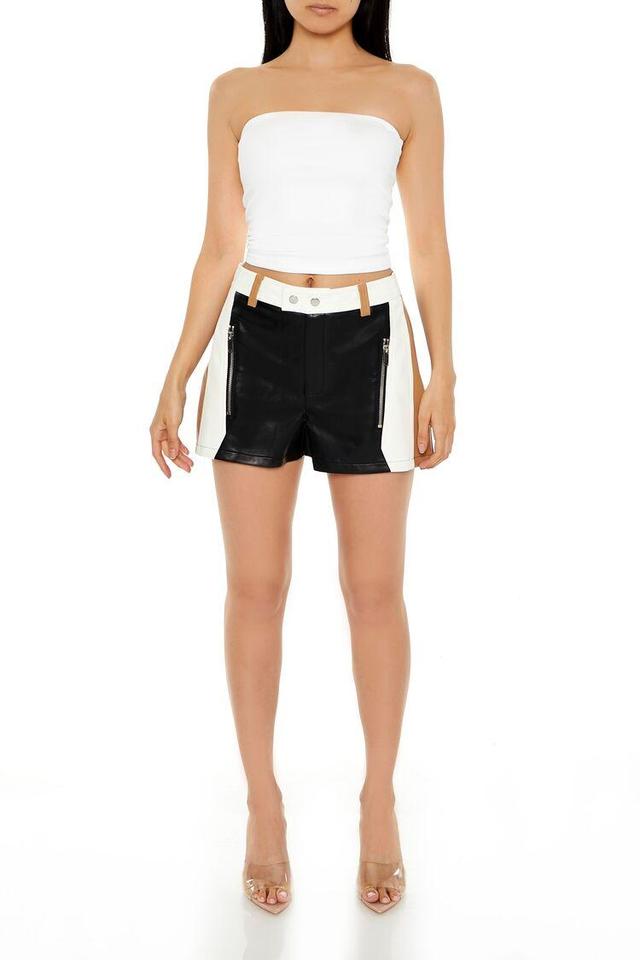 Faux Leather Colorblock Shorts | Forever 21 Product Image