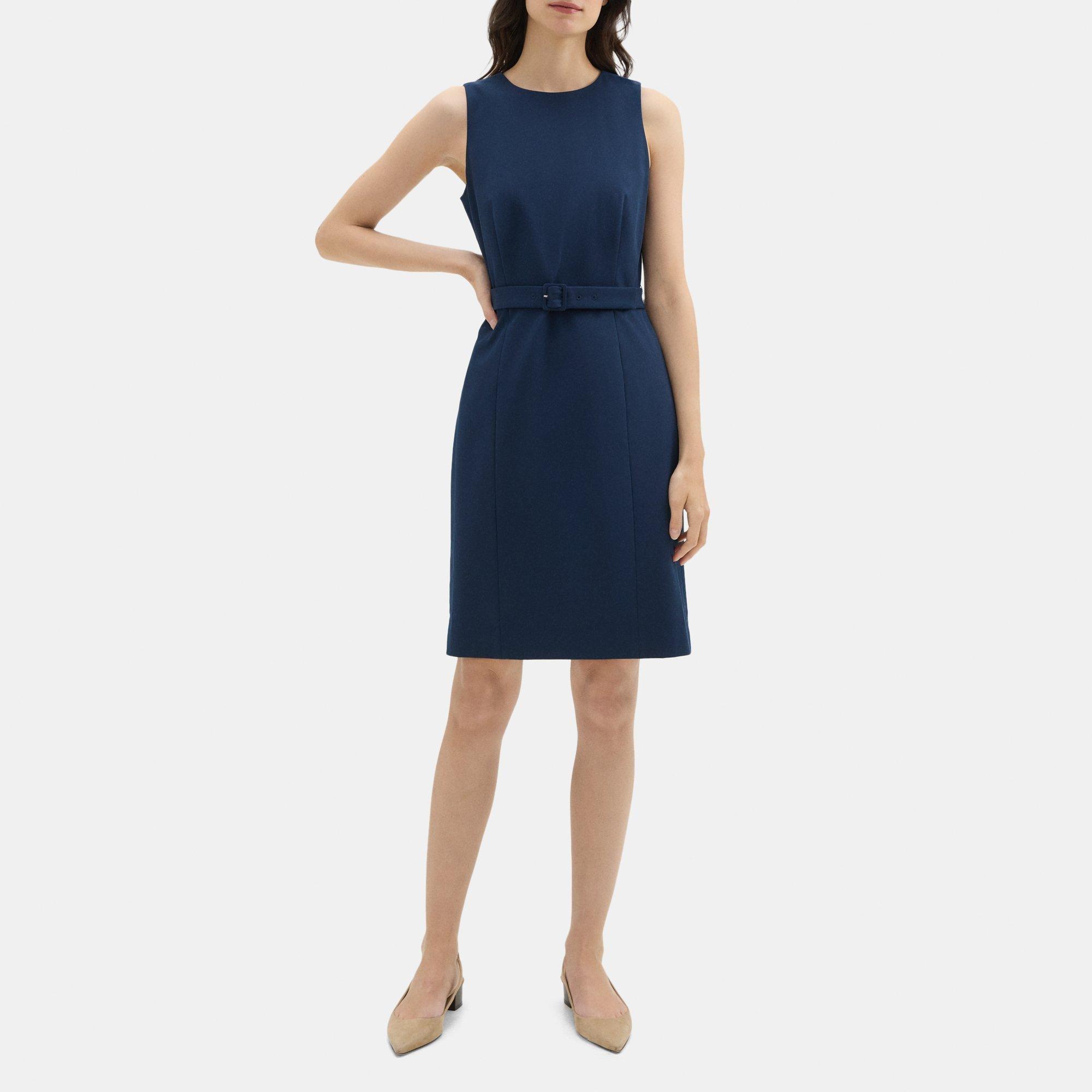 Cotton-Blend Twill Belted Sheath Dress | Theory Outlet Product Image